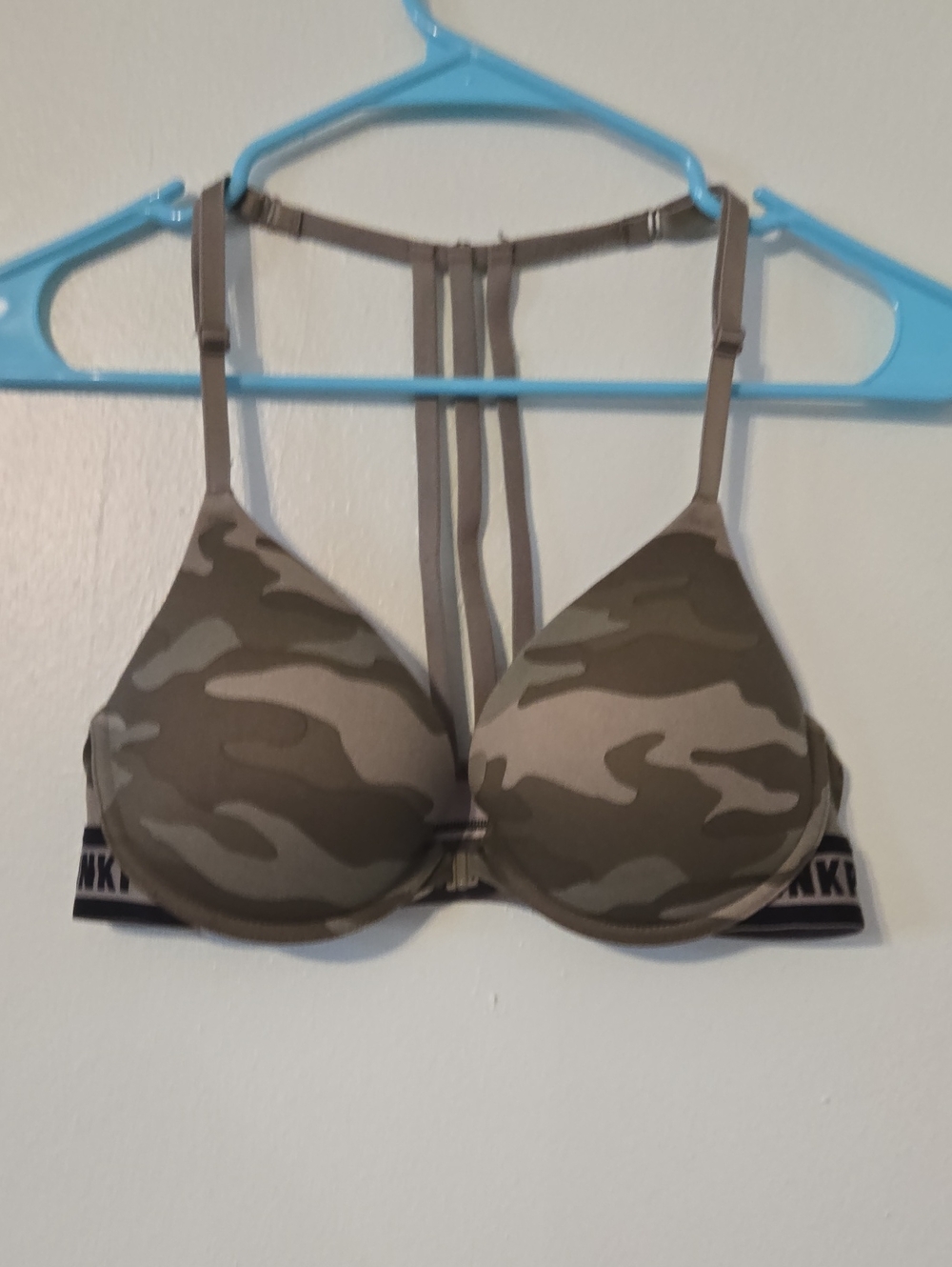 Camo T-Back Push-Up Bra - PINK - Olive Camo